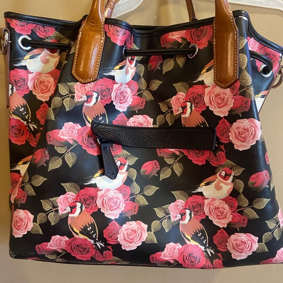 CAVALCANTI Collection Italian Genuine Leather "Blk Rose 530" Handbag saddlebag - Picture 2 of 16